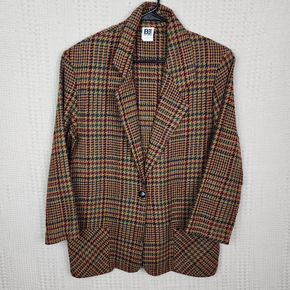 Vintage Basic Editions Houndstooth Woven Wool Ble… - image 1